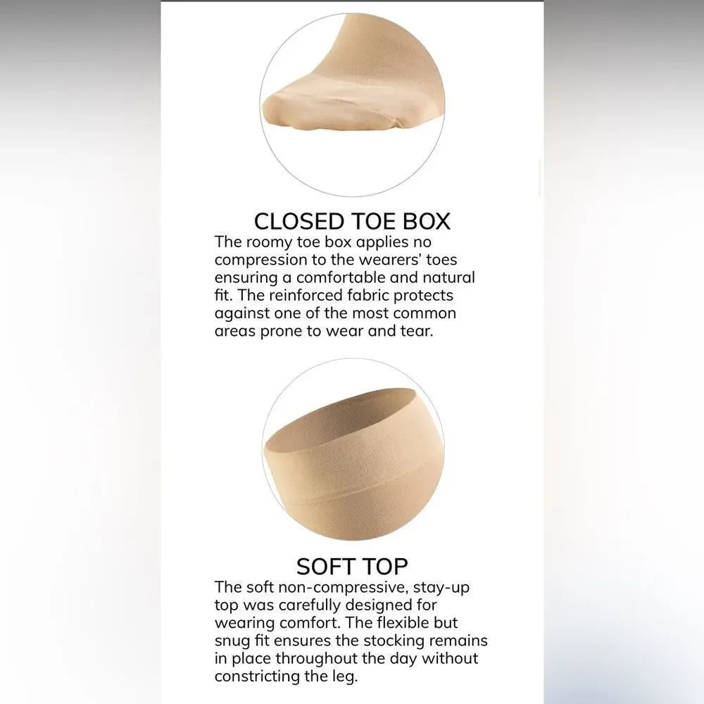 Truform Leg Health Thigh High Closed Toe Stockings / Unisex Beige L NWT in packg